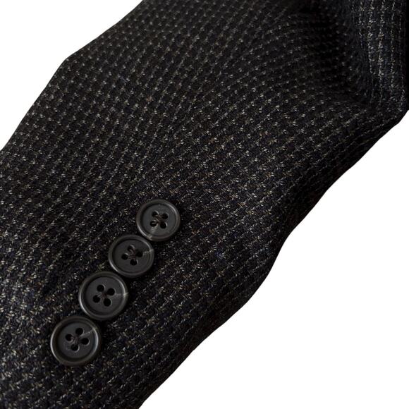 Joseph Abboud Silk Wool Blazer Men's Size 46L Black Check Jacket Sport Coat - Picture 4 of 8